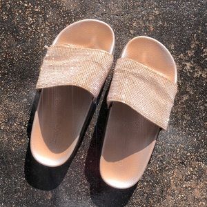 Rose Gold Bebe Slides